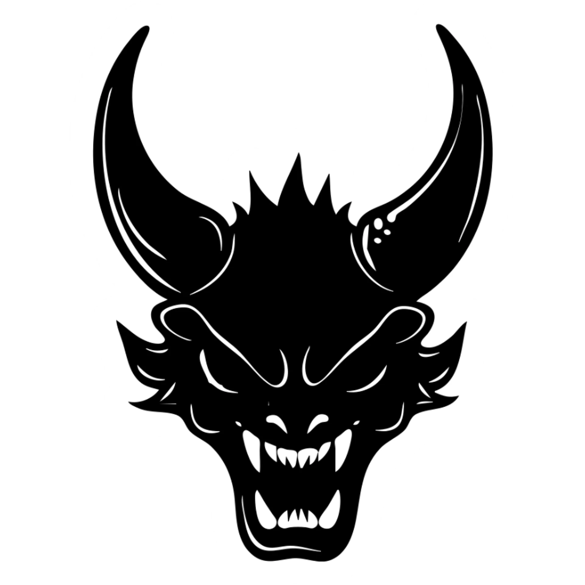 Akuma logo, demon face with red glowing eyes, fierce expression sticker