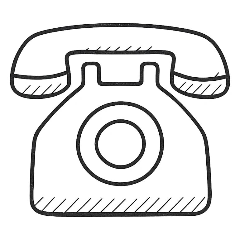 telephone, minimal icon style, very simplified and geometric sticker