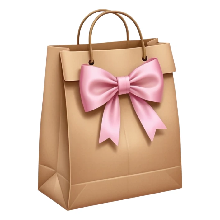 Brown bag with pastel pink bow sticker