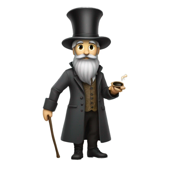 a magician with gray hat and long beard also with smoking a pipe sticker