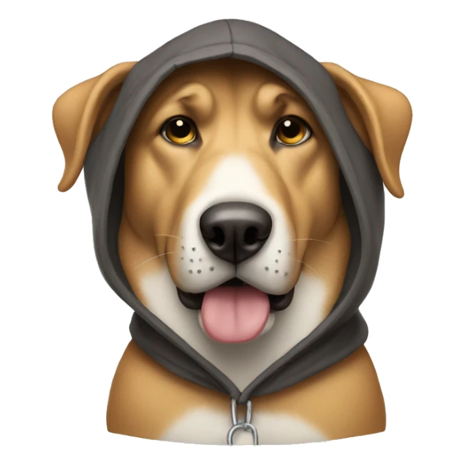 Big dog wearing a hood sticker