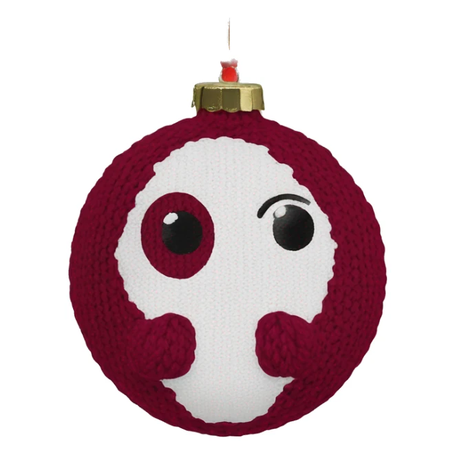 Wine red round knit Christmas ornament  sticker