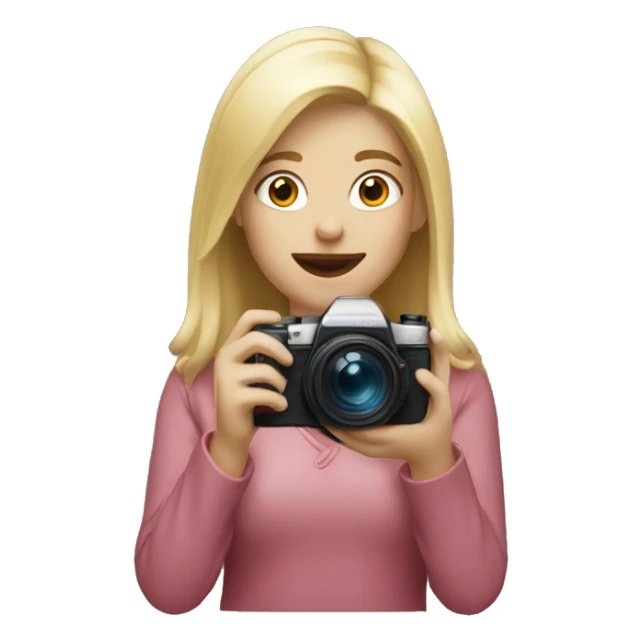 A blonde girl with a camera taking a photo sticker