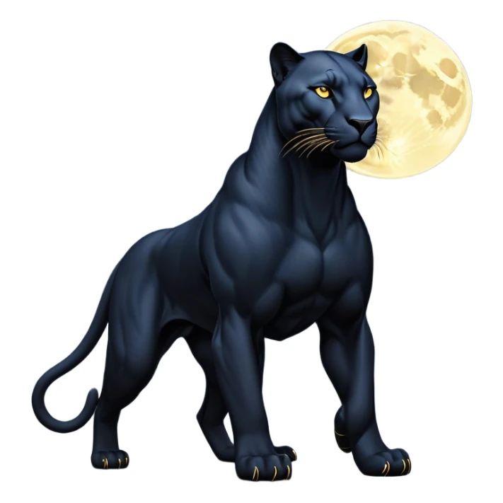 cinematic-panther-realistic-full-body-stalking-emoji,-sleek-midnight-black-coat-glowing-under-moonlight,-muscular-frame-moving-with-silent-power,-head-tilted-dramatically,-piercing-golden-eyes-filled-with-mystery,-simplified-yet-realistic-focused-features,-highly-detailed,-glowing-with-an-almost-sarcastic-glow sticker
