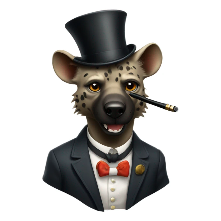 Male, muscular, hyena, smoking pipe, top hat, fancy, high class sticker