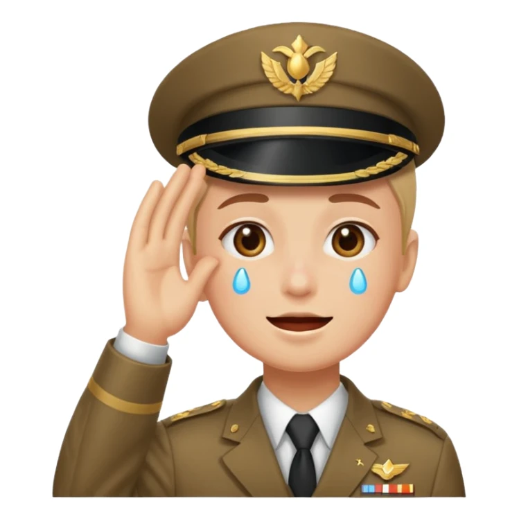 mix the cry emoji and the salute emoji sticker