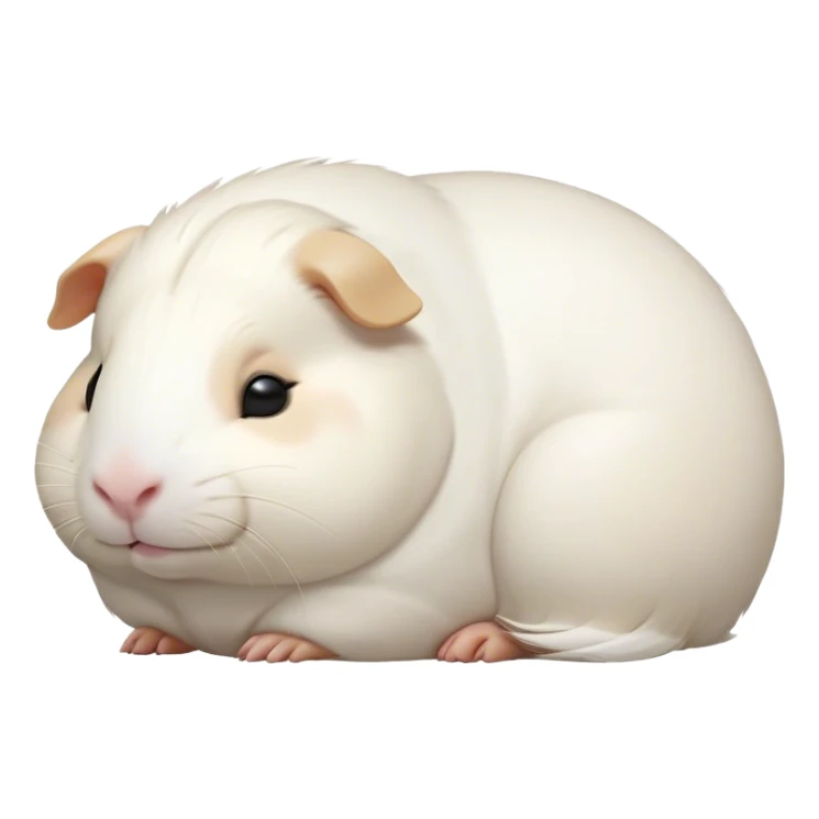 Meme-Worthy Cute Sleeping White Guinea Pig Portrait Emoji, Head resting peacefully with a contented smile, showcasing a delightfully chubby build and a luxuriously soft pure white coat, eyes shut in a serene, cozy nap, Simplified yet hilariously adorable features, highly detailed, glowing with a soft, drowsy light, high shine, relaxed and utterly lovable, stylized with an air of playful laziness, bright and heartwarming, soft glowing outline, capturing the essence of a comically sleepy guinea pig, so meme-worthy it feels like it could instantly become the next viral sensation of adorable slumber! sticker
