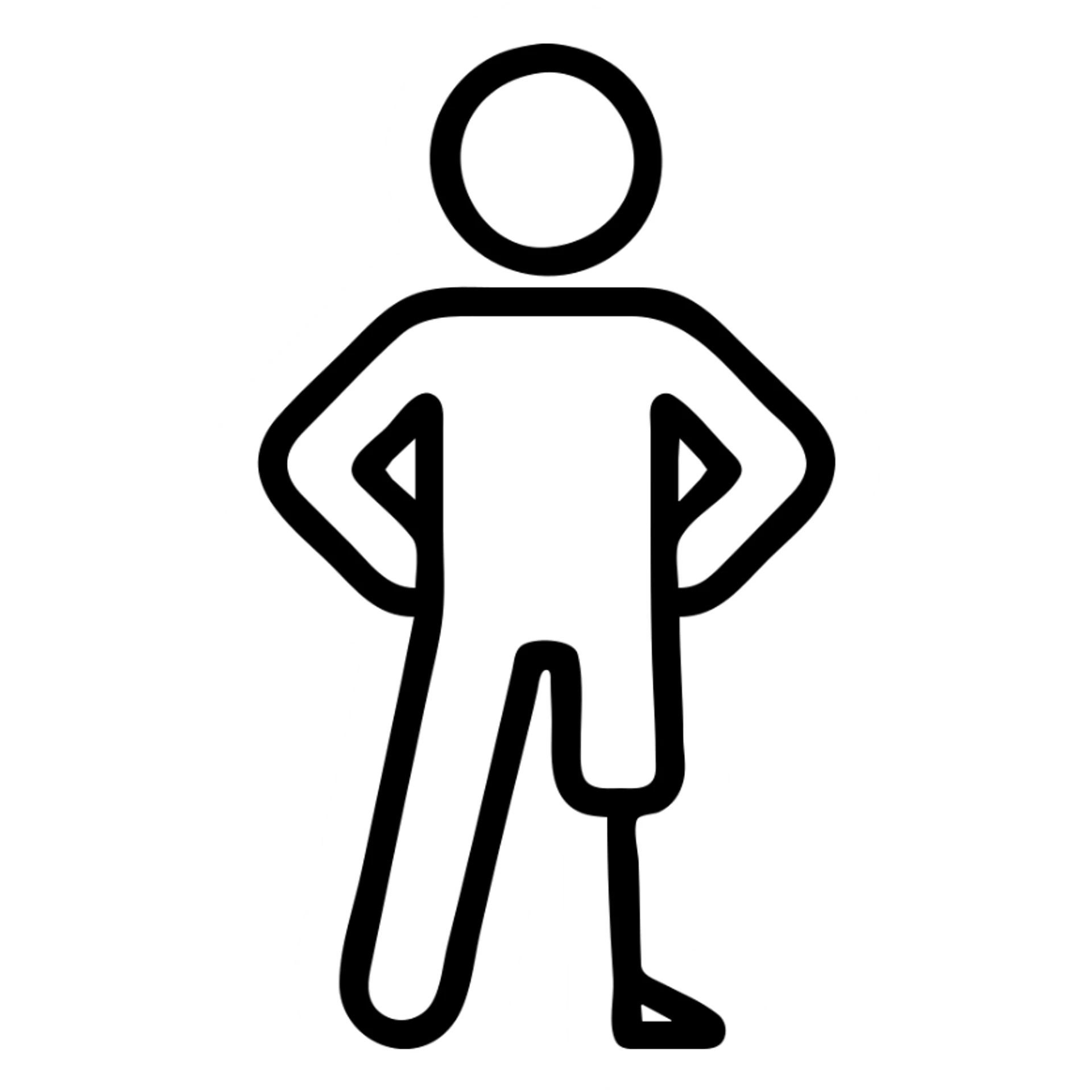 outlined icon of a man with a peg leg sticker