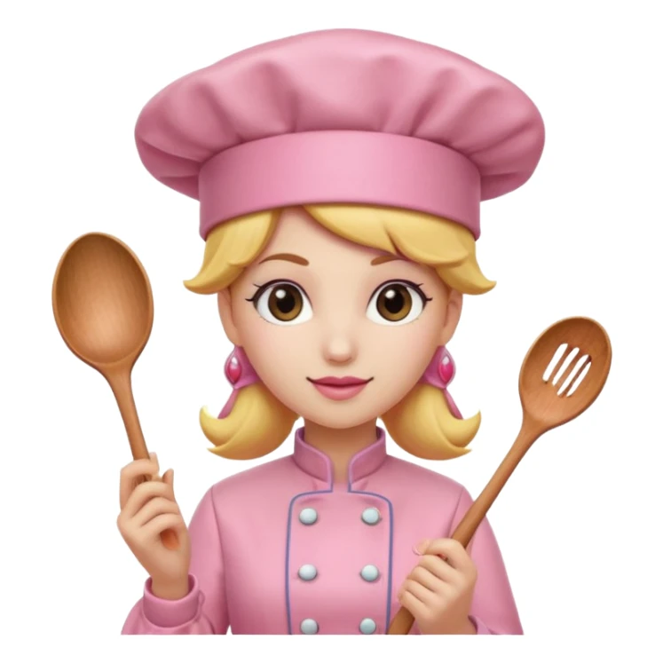 Pink chef hat princess peach with a hand and spoon sticker
