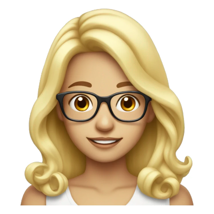 pretty blonde girl with glasses and  birthday hat sticker