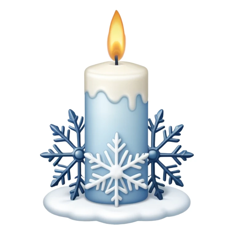 white candle with a snowflake sticker