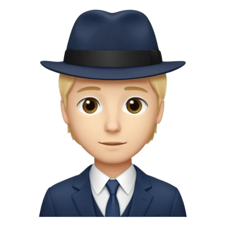 Mobster in Blue Suit – Young blonde man, navy blue suit, black hat.



 sticker
