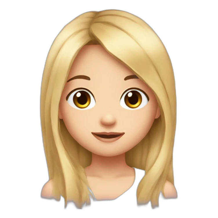 A round face young girl cute black long hair sticker