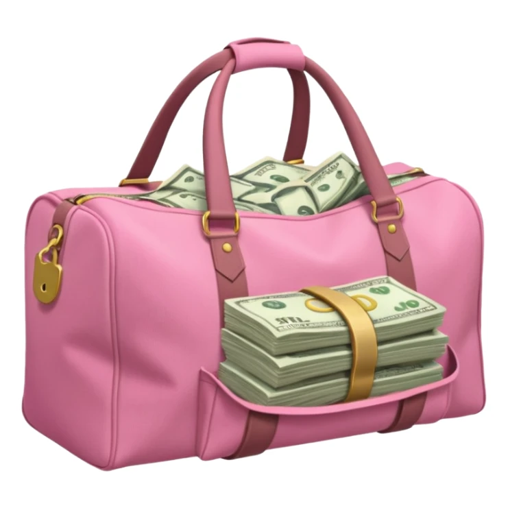  a pink duffle bag filled to the brim with cash sticker
