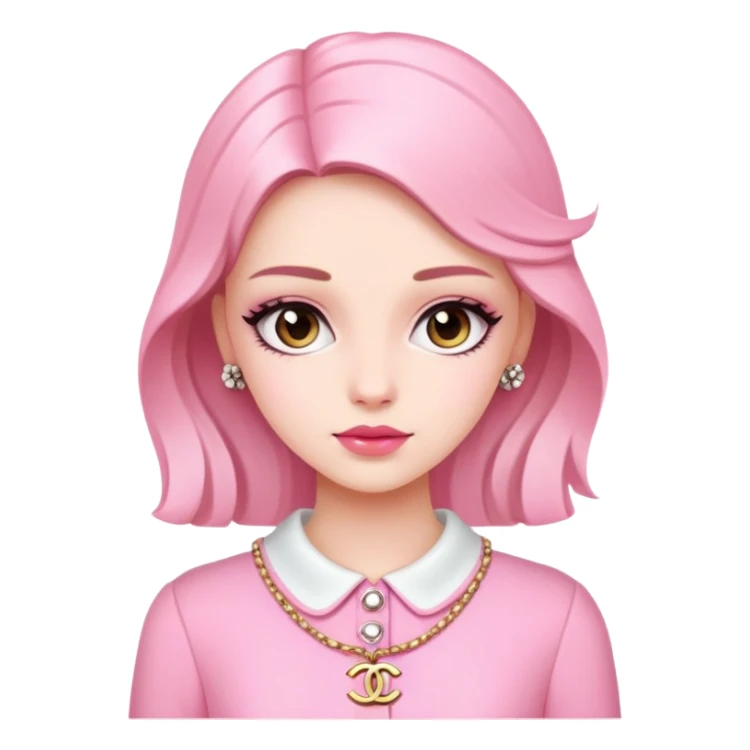 girl wearing pink Chanel-style outfit sticker