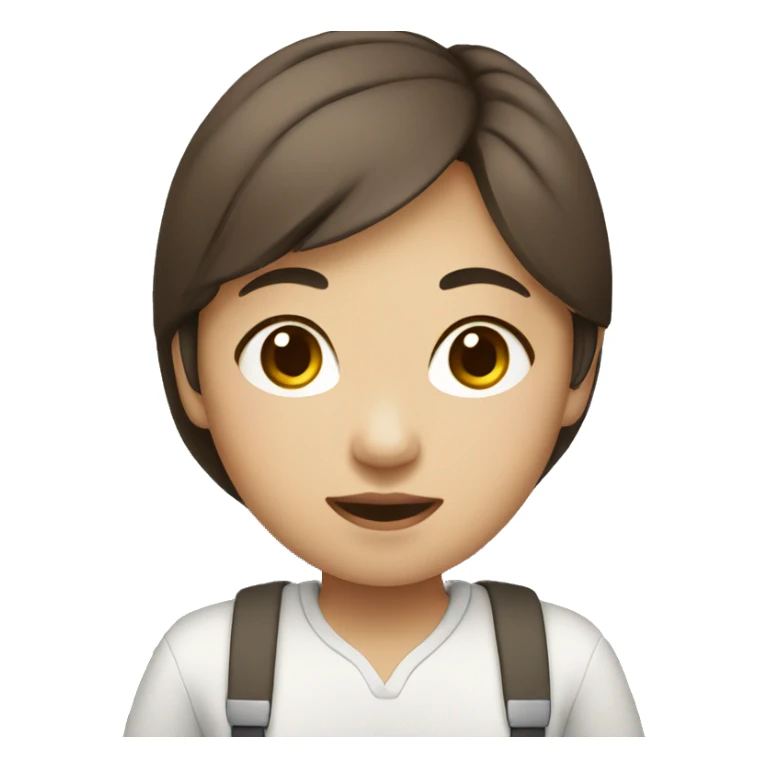 Female Asian student featuring a laptop. She has medium brown hair, dark brown eyes, white skin. sticker