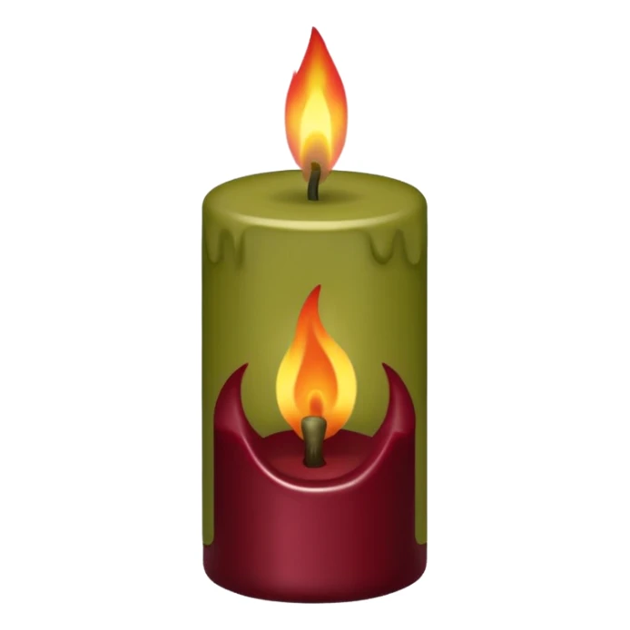 iOS emoji : olive green candle with burgundi flame  sticker