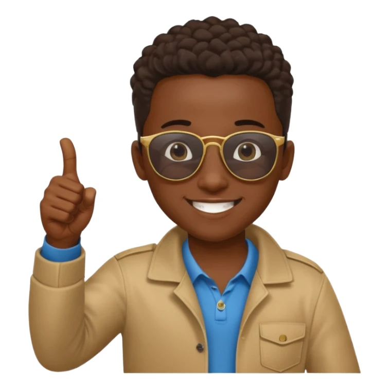 Creat light black kid with this "👍, 👈, 😀, 😎, reaction and make him habesha sticker