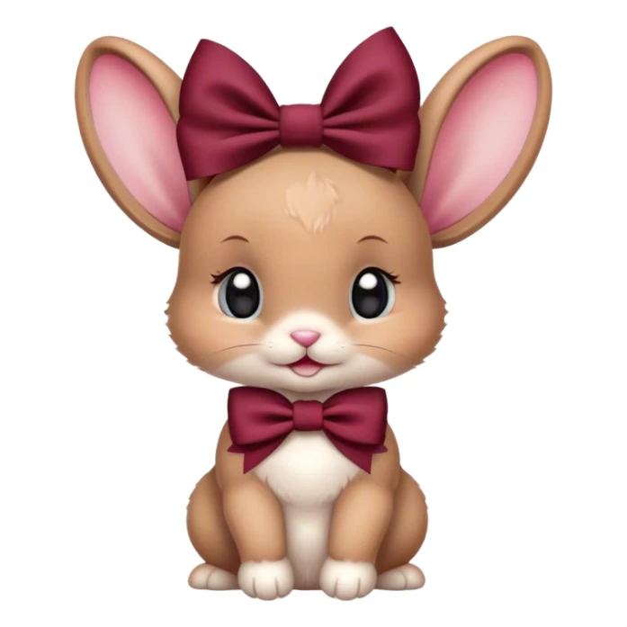 Baby bunny with coquette burgundy bow on ear sticker