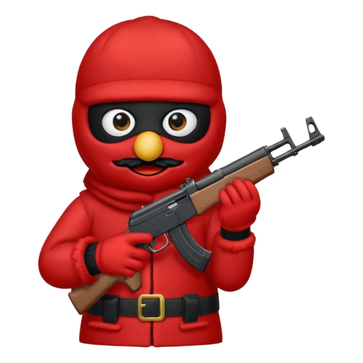 elmo with an AK47 and anbalaclava sticker