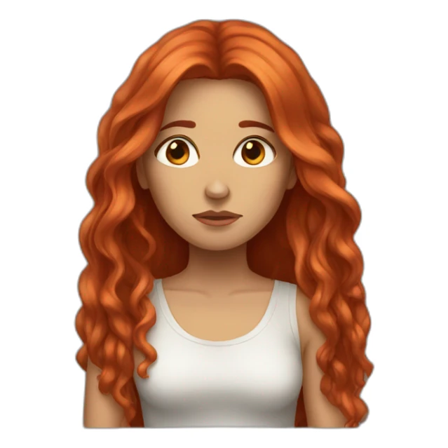 womam with long redhair sad sticker