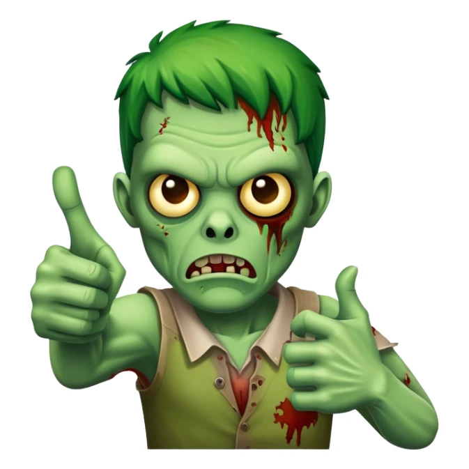 zombie with green skin giving thumbs down sticker