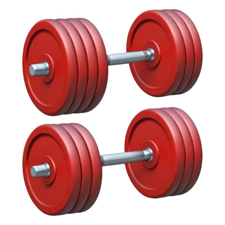 A simple dumbbell with two round weights, symbolizing fitness and strength. Minimal details, flat colors, emoji-like design. sticker