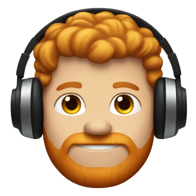 A vary fat ginger haired  guy with black headphones sticker