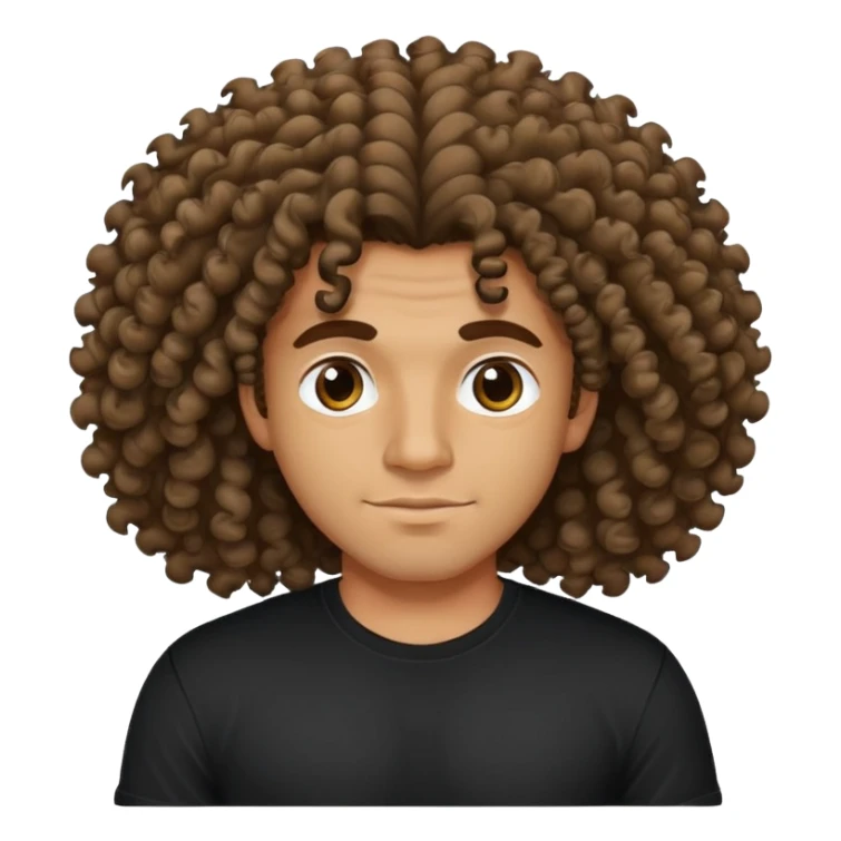 Medium tan-skinned Brazilian tech bro with black t-shirt and large, curly hair. sticker