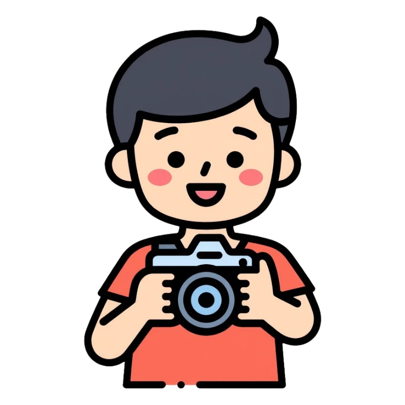 child taking a photo sticker