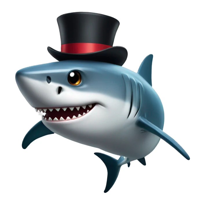 Shark with a top hat sticker