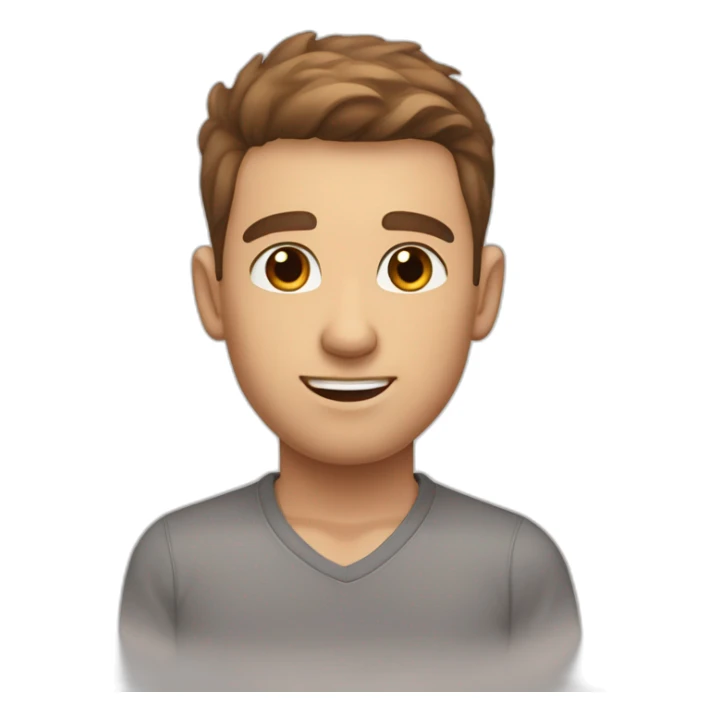 cute white man round face with brown fade haircut brown eyes sticker