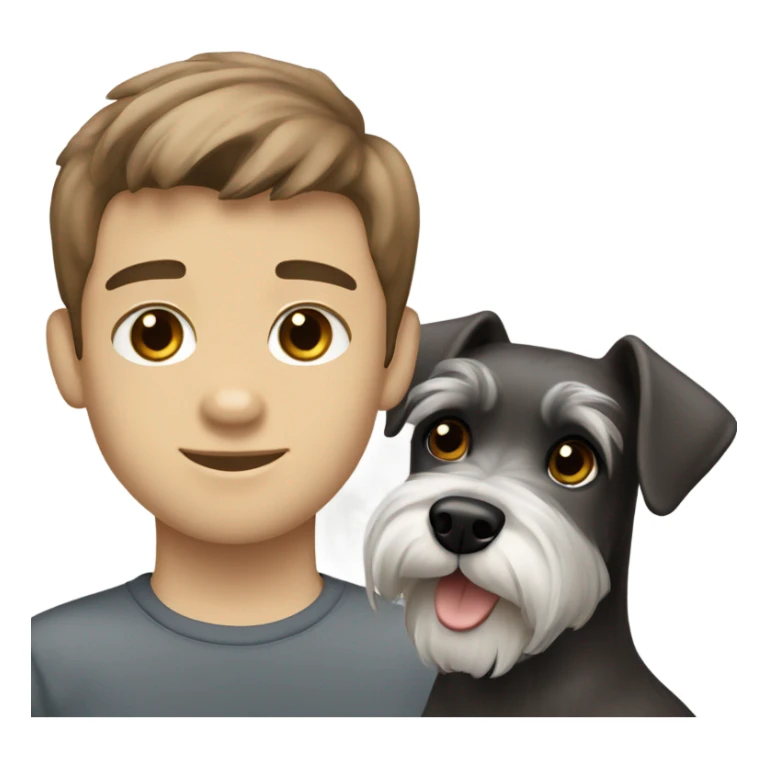 Mini Schnauzer and white boy with brown hair sticker