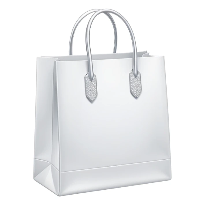 Elegant shopping bag with subtle sparkle accents, clean outline, modern style for fashion purchases tracker sticker