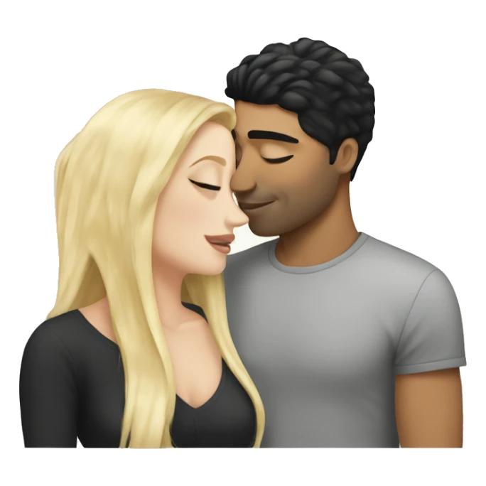 White girl with black hair kissing a blonde man  sticker