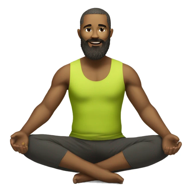 bearded man doing yoga wearing a chartreuse tank top  sticker