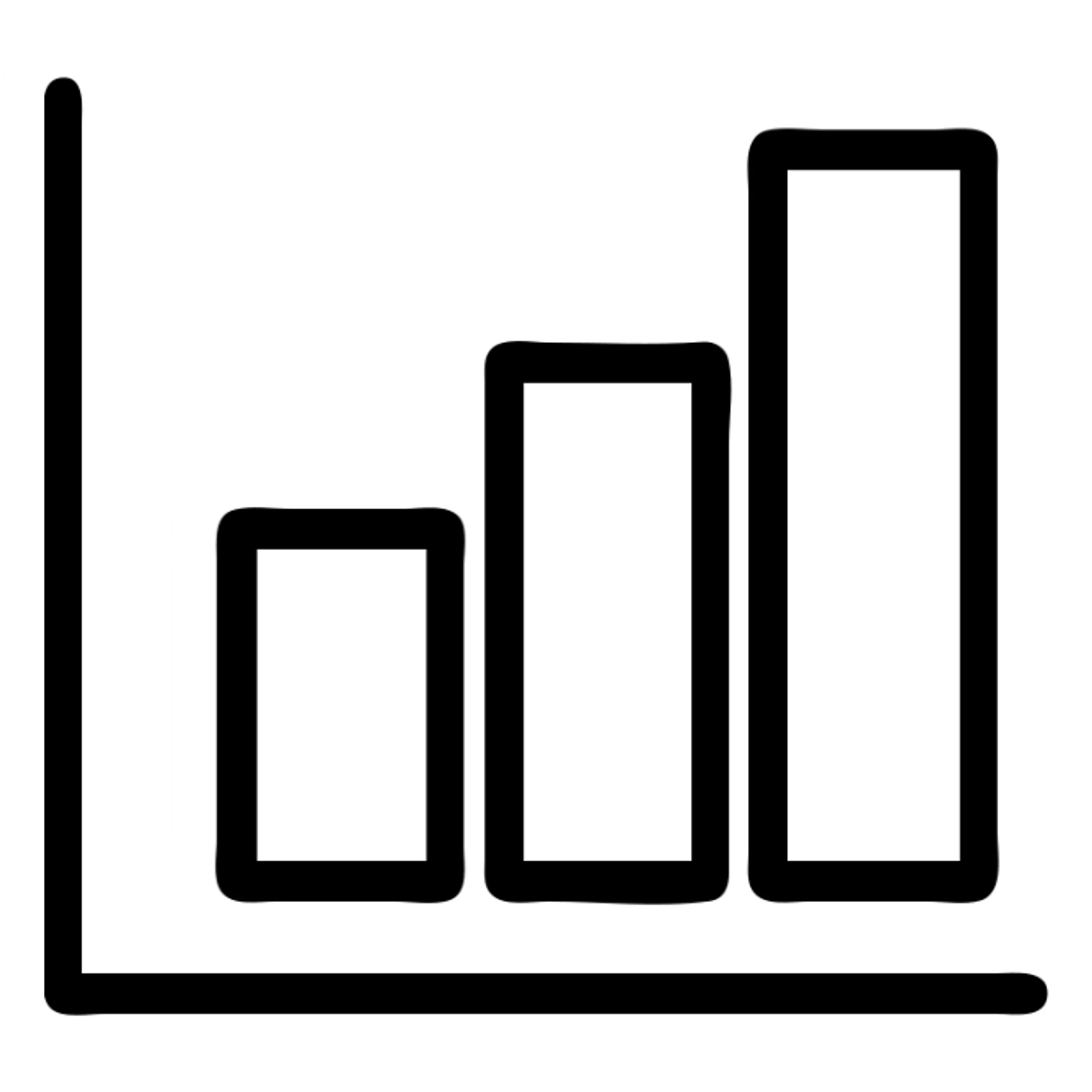 minimalist outline icon of a bar chart, finance theme sticker