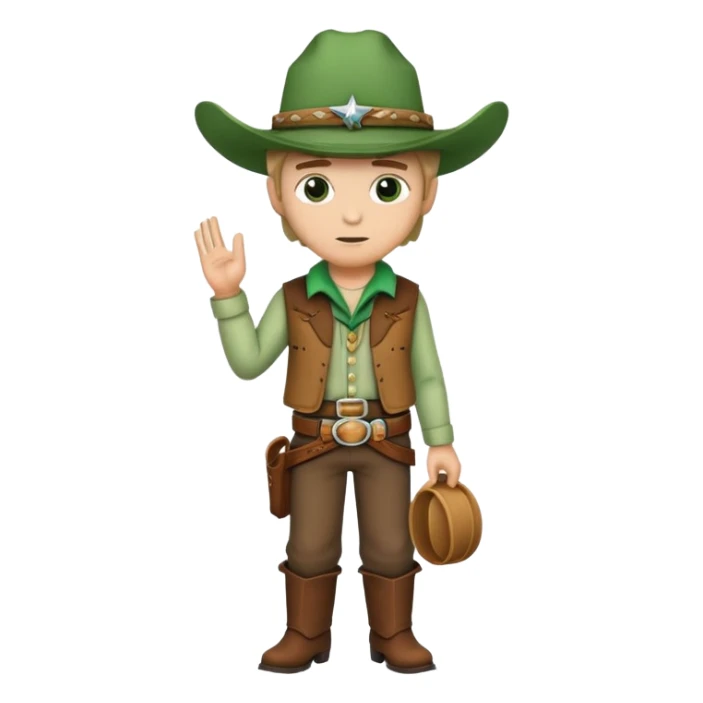 Cowboy wearing a green hat no star, western outfit sticker