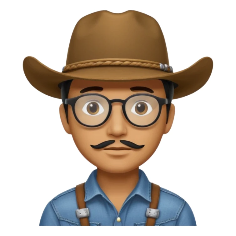 Man wearing a cow boy hat,chin strap and black glasses  sticker