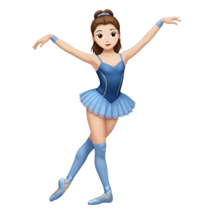 Ballet dancer in over the knee socks, leotard and long brown hair sticker