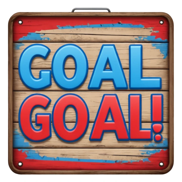 Word “Goal” sign comic style blue (#00A3E0) and red (#F9423A)  sticker