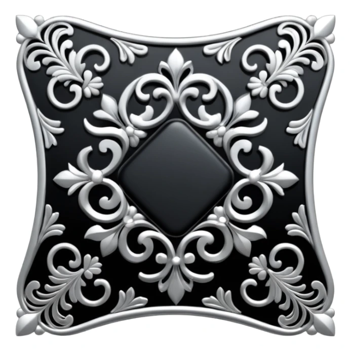 Black and silver filigree corner tab, 3D, extremely detailed design sticker