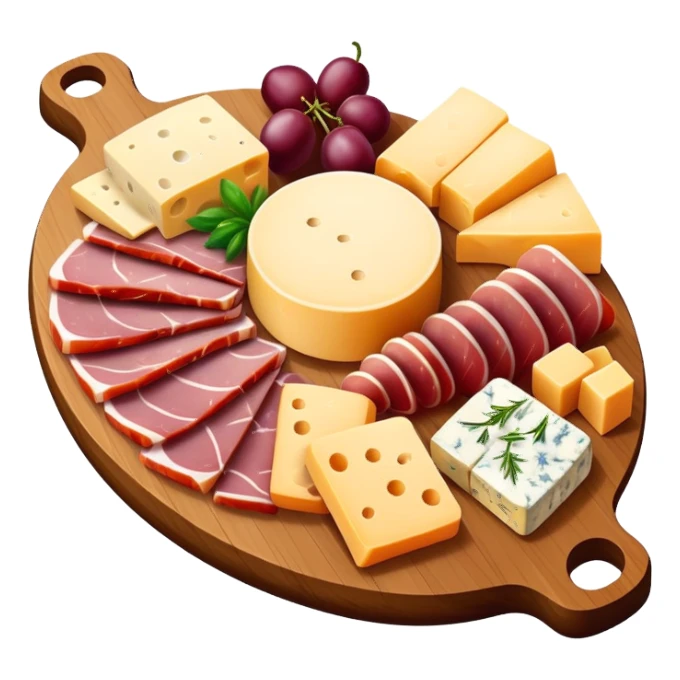 platter of cold cuts and cheese cubes on a board sticker