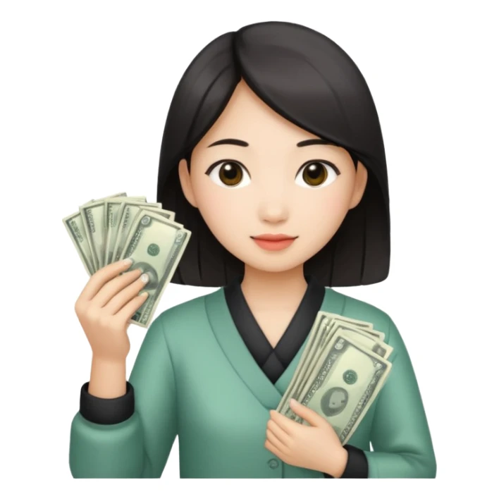 Hot Asian girl with money  sticker