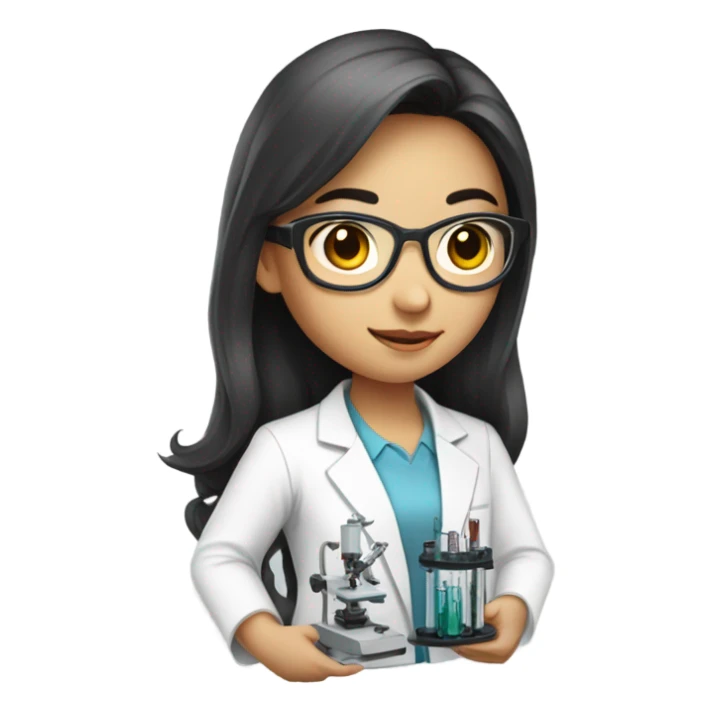 beautiful Asian girl brunette scientist sticker