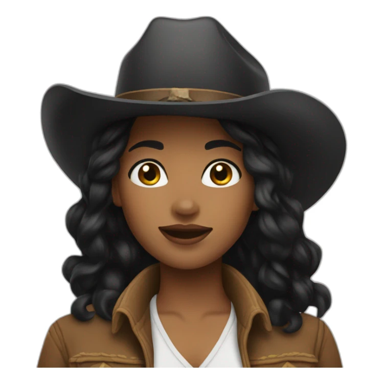 cowgirl straight black hair sticker