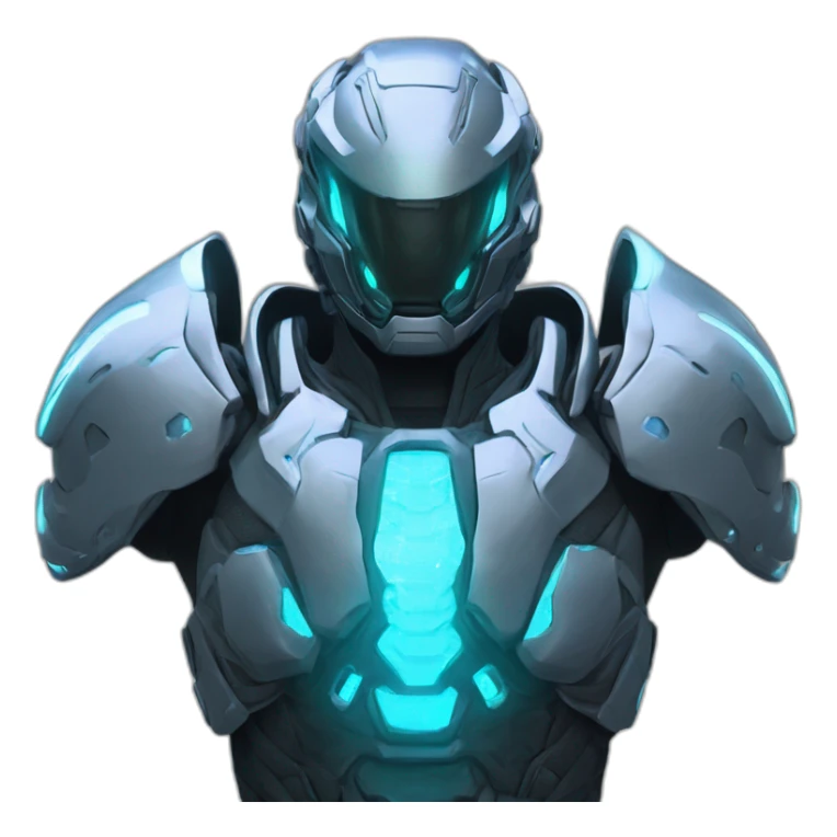 futuristic armored Omega Energy breastplate radiating omega energy sticker