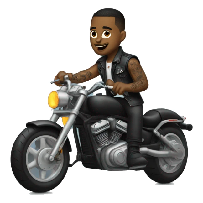 bad boy on motorcycle with tatoos full body sticker