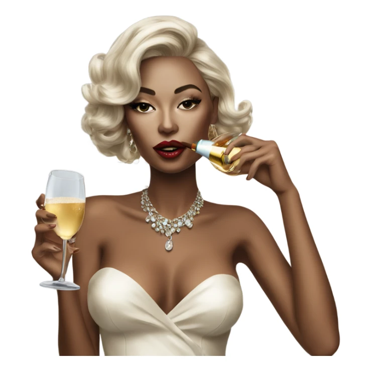 Hyper Realistic beautiful high fashion model drinking champagne and smoking sticker