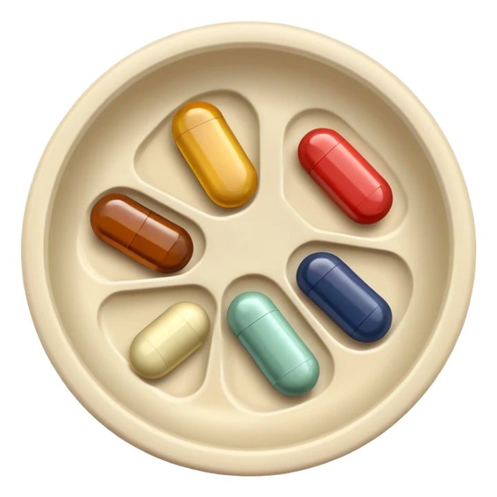 5 Different Supplements in a little dish natural colors sticker
